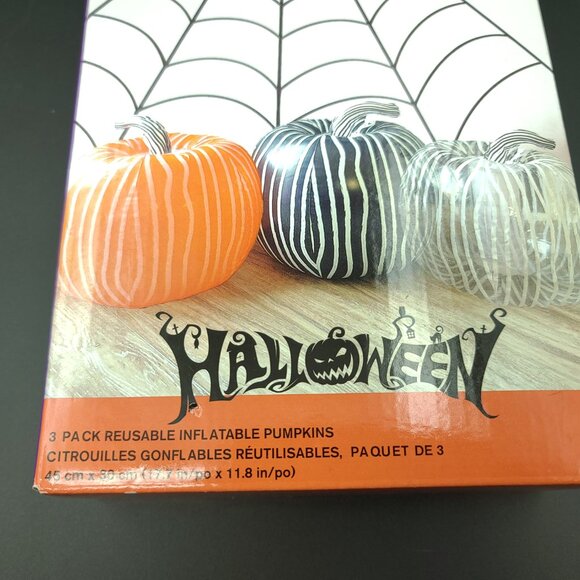 Halloween Party Decor 3 Pack Inflatable Pumpkins  New - Picture 5 of 7